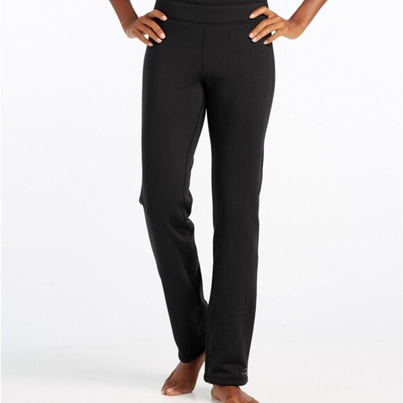 NEW LL Bean Primaloft Therma-stretch Fleece Mid-Rise Straight-Leg Black Pants XL - Picture 1 of 16